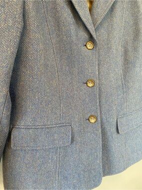 Pendleton Light Blue Herringbone Wool Blazer Jacket